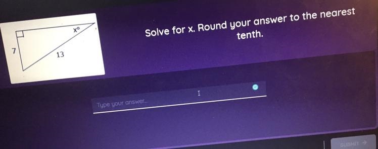 Solve for x. Round your answer to the nearest tenth. HELPPPPP!-example-1