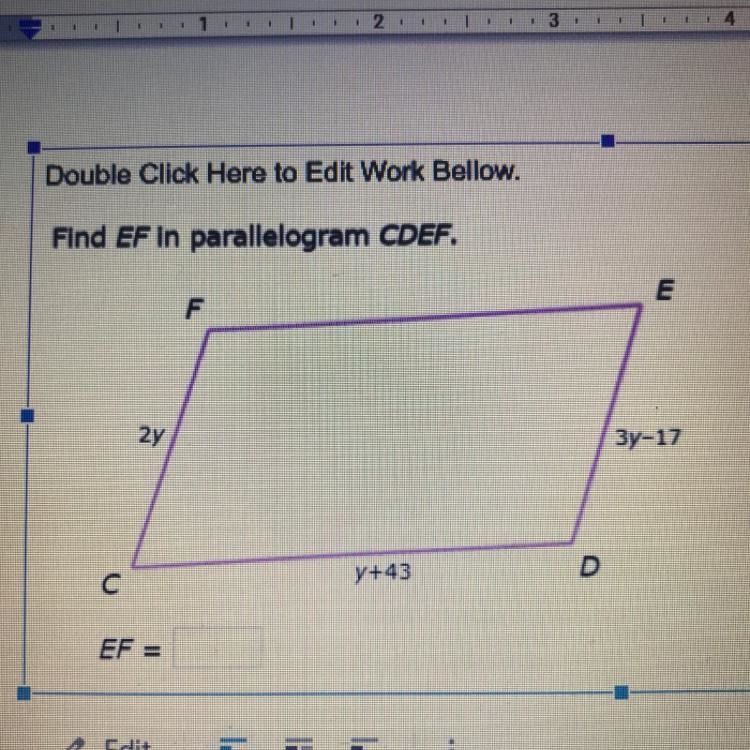 Find EF in parallelogram CDEF.-example-1