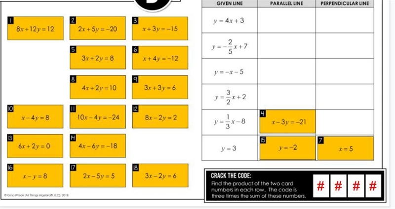 Find the parallel and perpendicular equations that match-example-1