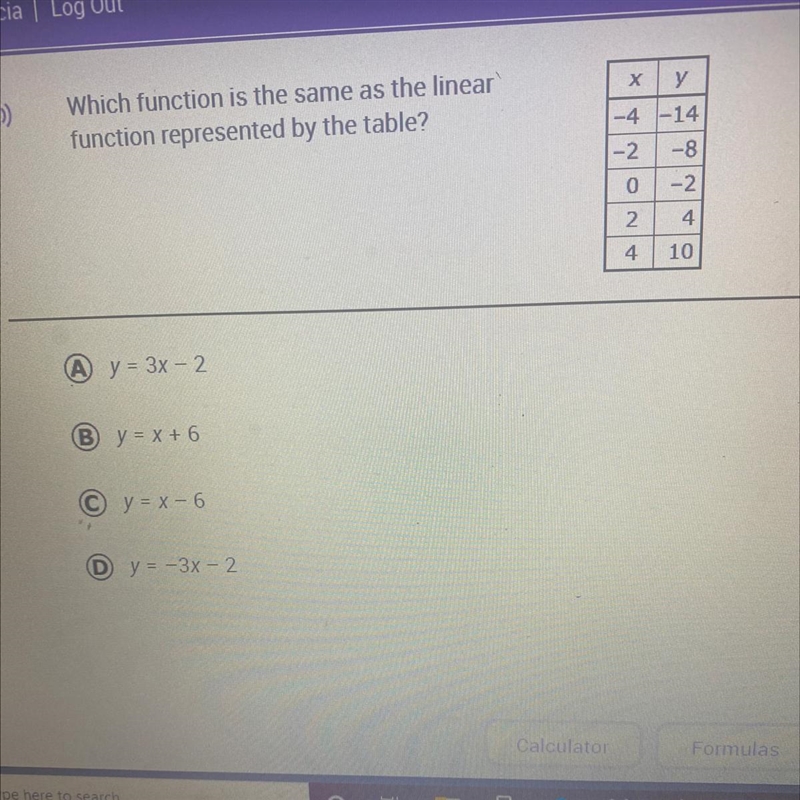 Which function is the same as the linear function represented by the table ?-example-1