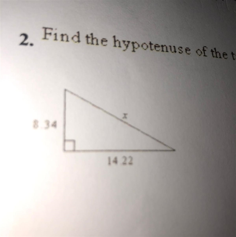 I need help ASAP Find the hypotenuse of the triangle round your results two decimal-example-1