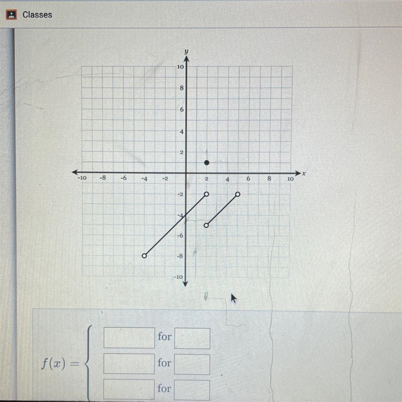 Express the function graphed on the axes below as a piecewise function-example-1