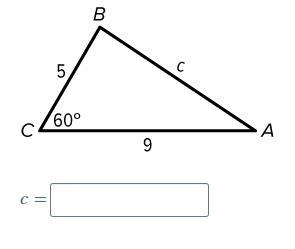 Use the Law of Cosines to find the value of c. Round to the nearest tenth.-example-1