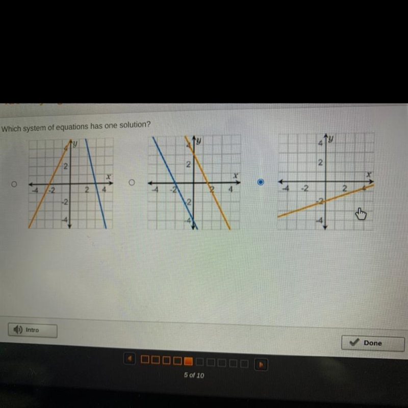 Which system of equations has one solution?-example-1