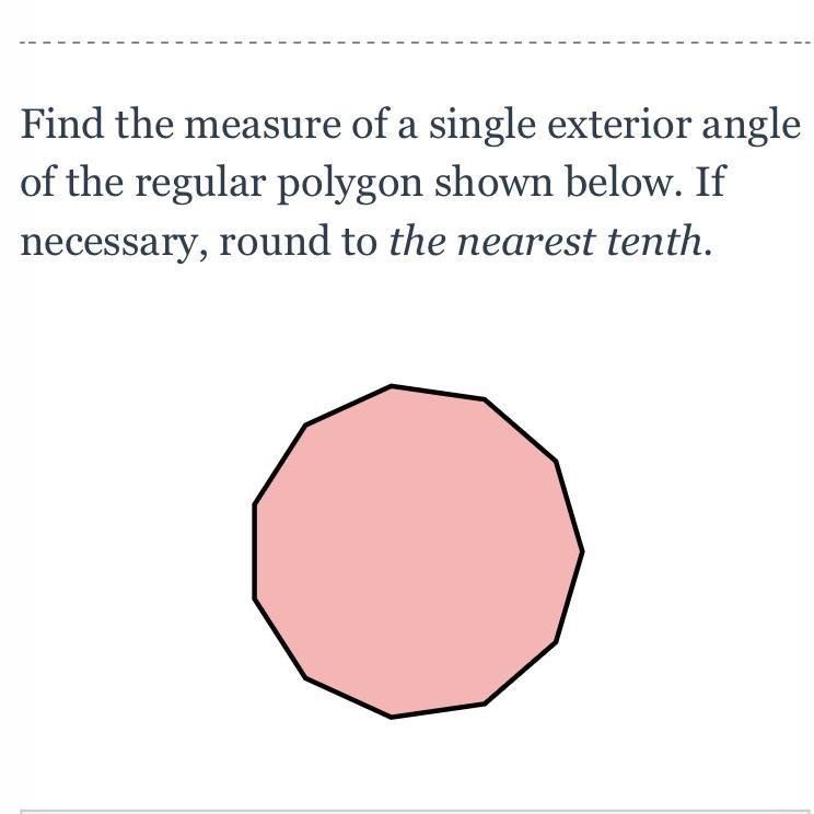 Find the measure of a single exterior angle of the regular polygon shown below. If-example-1