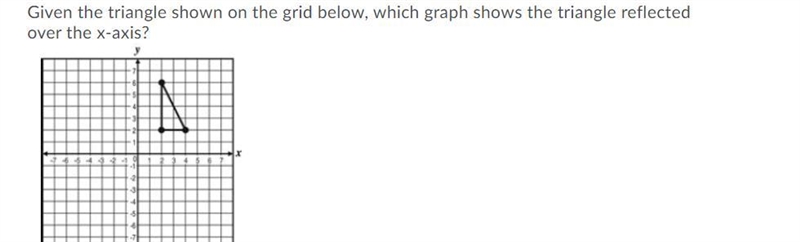 Help, please Given the triangle shown on the grid below, which graph shows the triangle-example-1