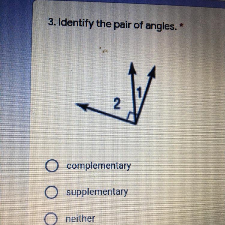 3. Identify the pair of angles, 2 O complementary supplementary neither-example-1