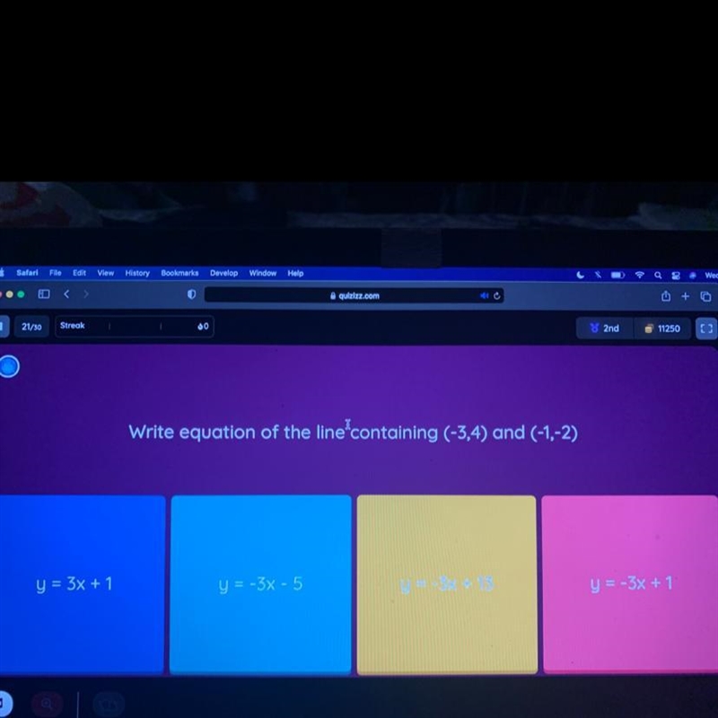 Write equation of the line containing (-3,4) and (-1,-2)-example-1