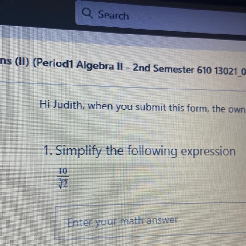 10/3squareroot 2 SIMPLIFY THE EXPRESSION-example-1