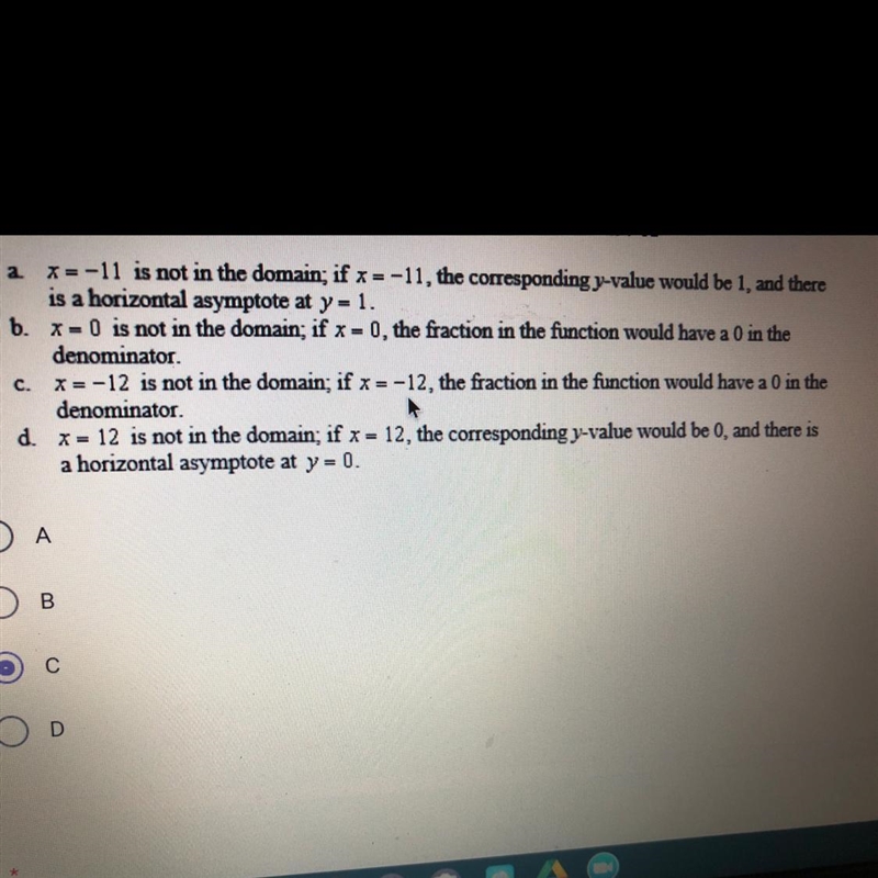 5. What value of x is not included in the domain of the function y = X+ 12 ? Why?-example-1