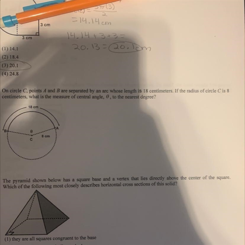 On circle C, points A and B are separated by an arc whose length is 18 centimeters-example-1