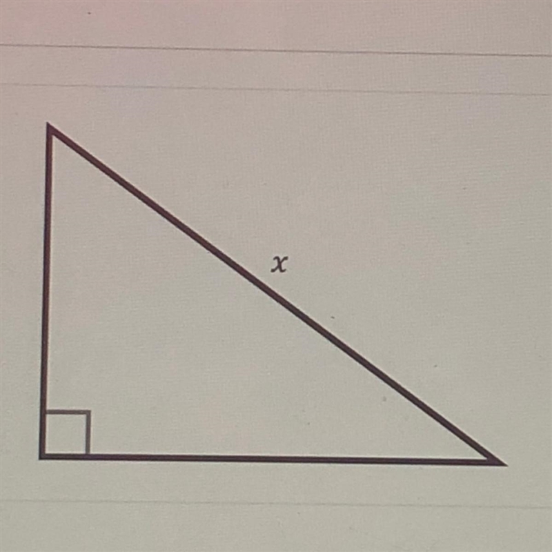 The length of the hypotenuse (x) is an irrational number between 6 and 8. Both legs-example-1