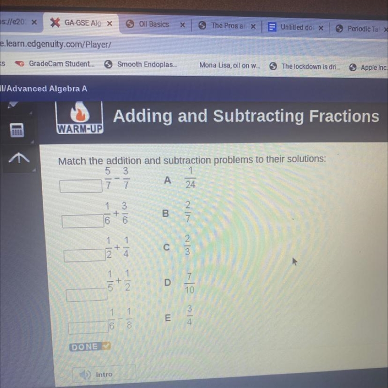 Match the addition and subtraction problems to their solutions: 5 3 A 24 ון 1 3. + 6 6 1 B-example-1