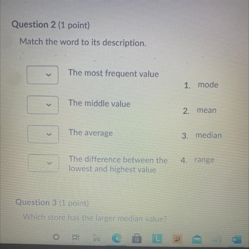 Match the word to its description.-example-1