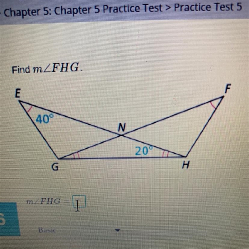 Find m E F 40° N 20 G H m-example-1