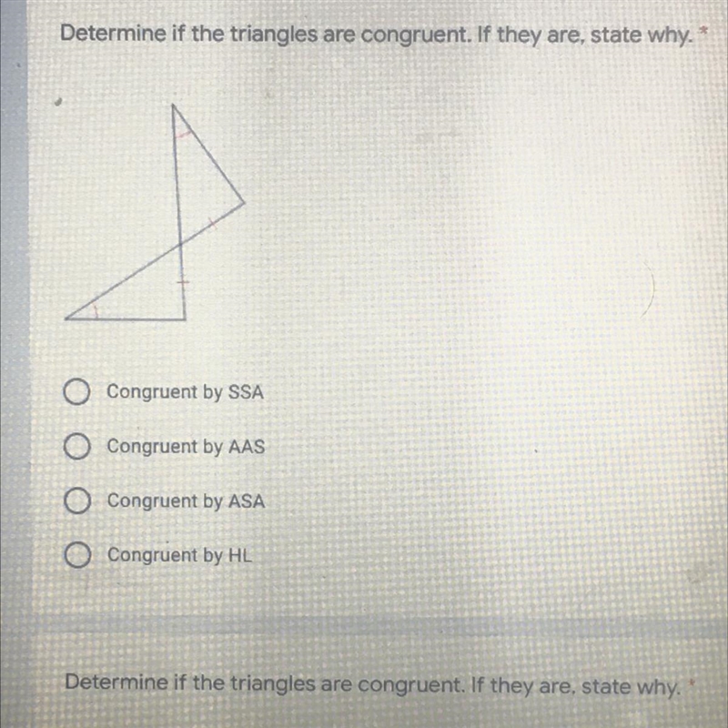 Determine if the triangles are congruent.-example-1