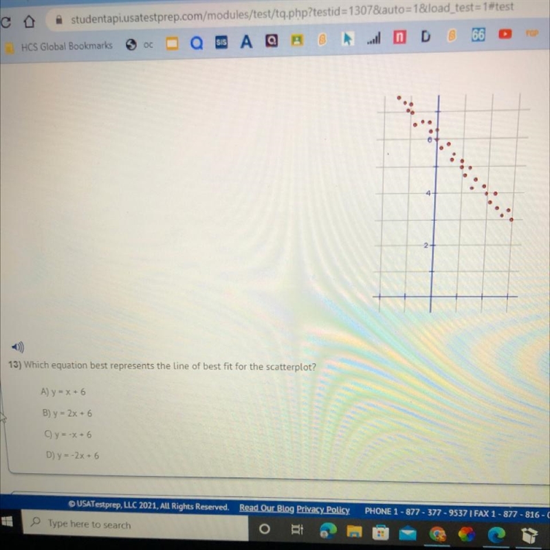 Which equation best represents the line of best fit for the scatter-plot?-example-1