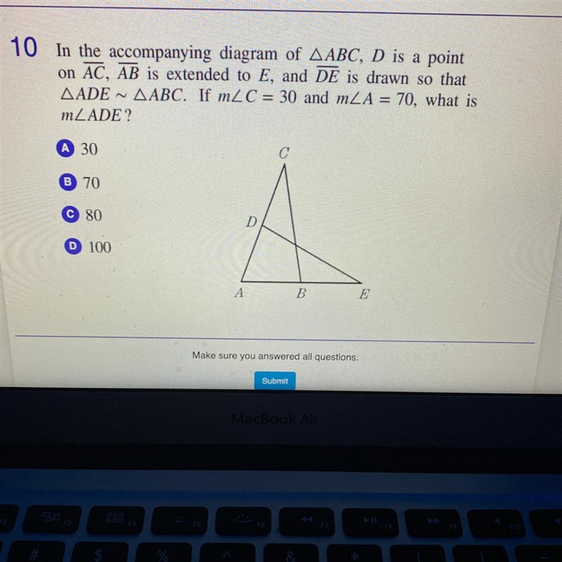 In the accompanying diagram of triangle ABC , D is a point on AC , AB is extended-example-1