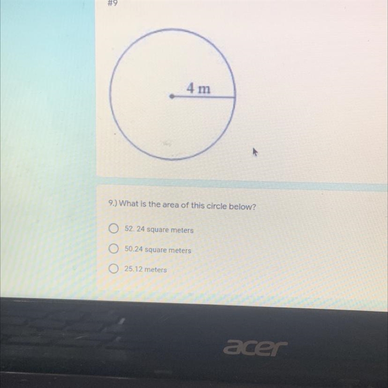 Find area of circle circumference or area-example-1