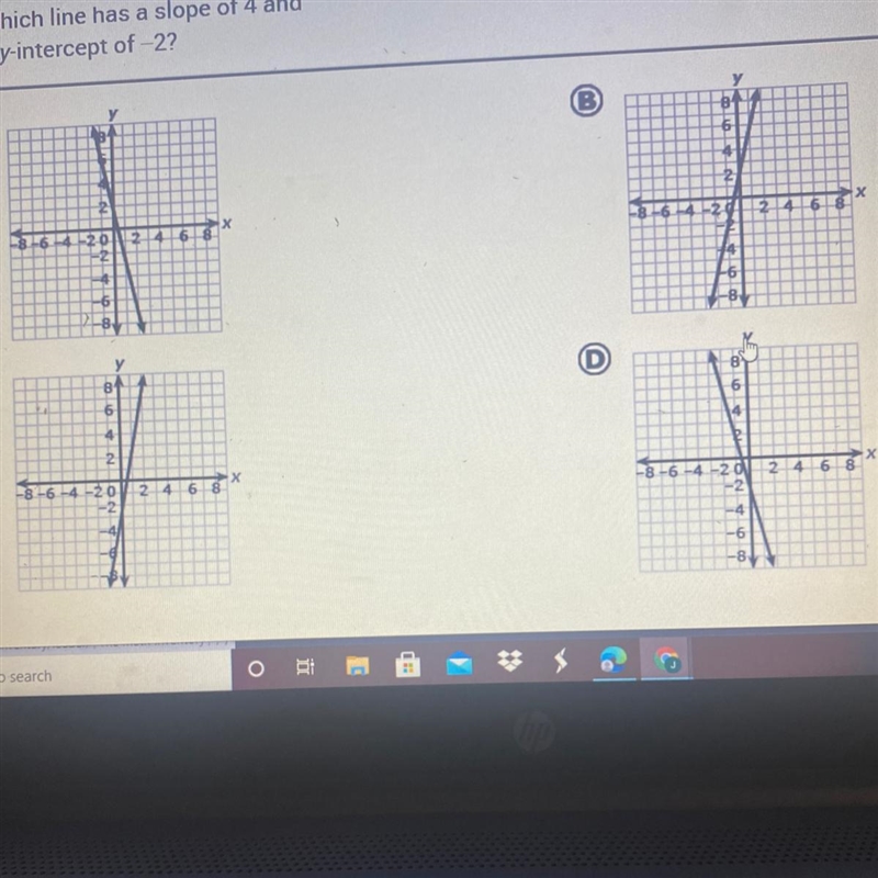 Which has a slope of 4 and a y-intercept of -2-example-1