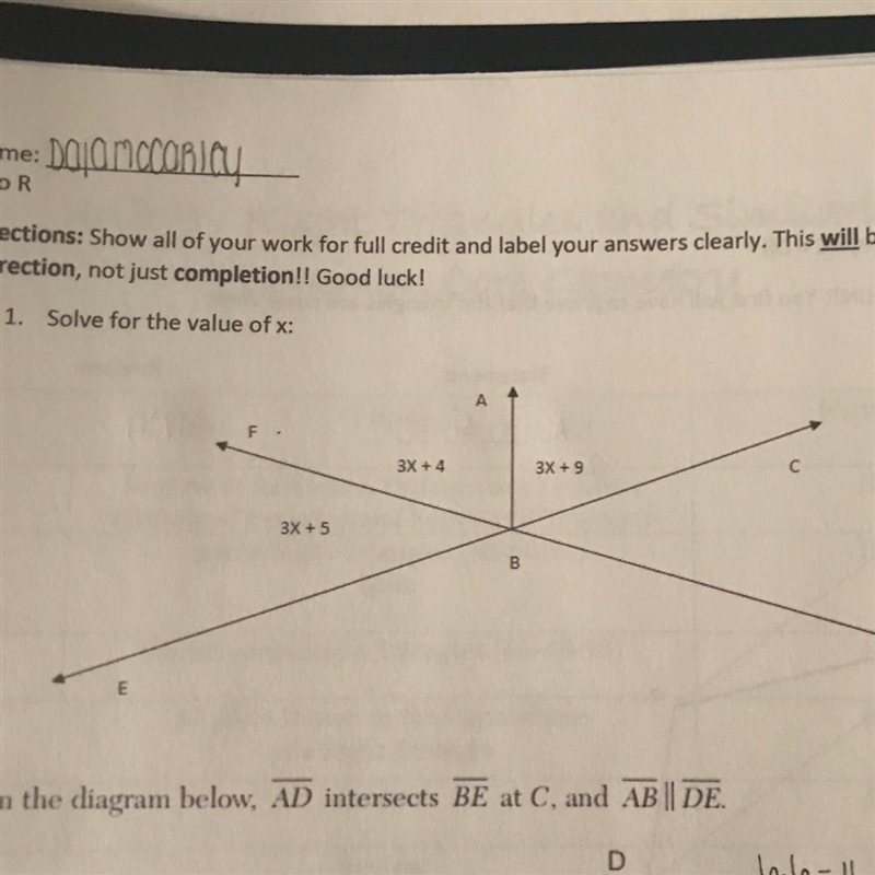 1. Solve for the value of x-example-1