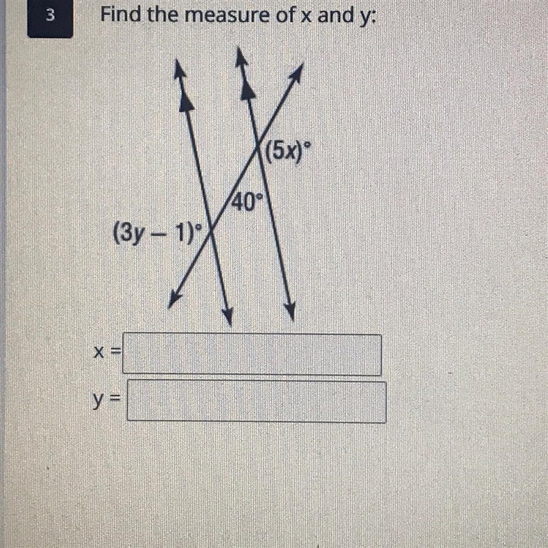 Find the measure of x and y ?-example-1