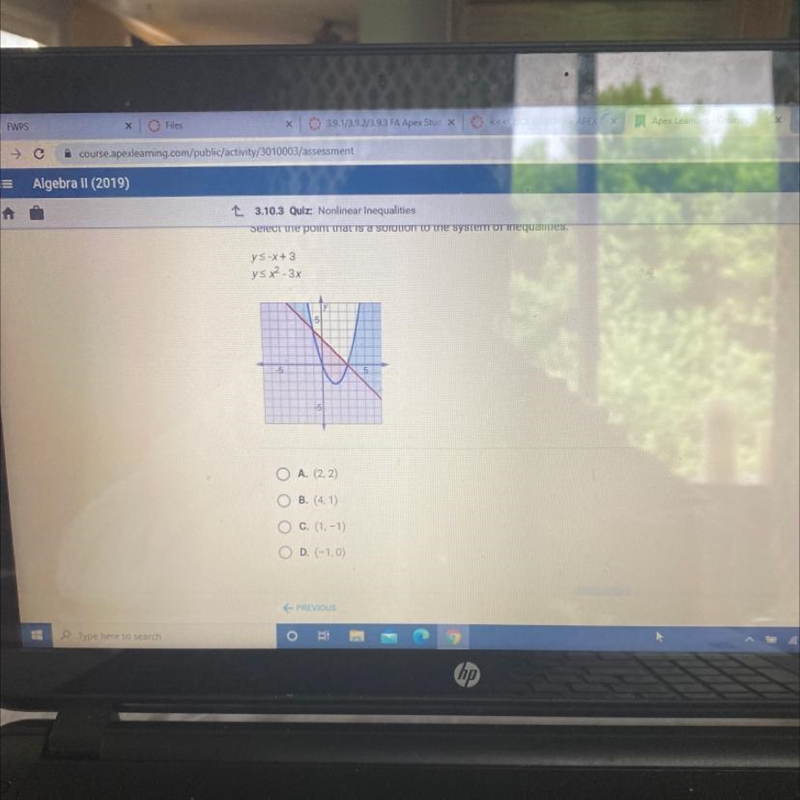 Help!! A. 2,2 B. 4,1 C. 1,-1 D. -1,0-example-1