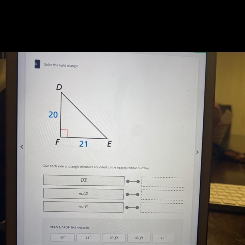 Solve the right triangle-example-1