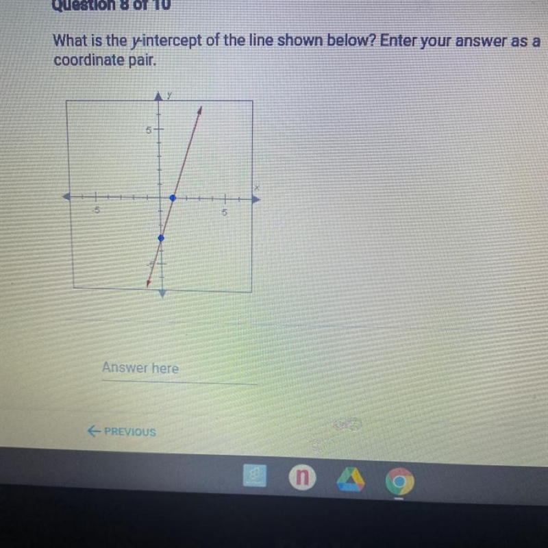 What is the y-intercept of the line shown below? Enter your answer as a coordinate-example-1