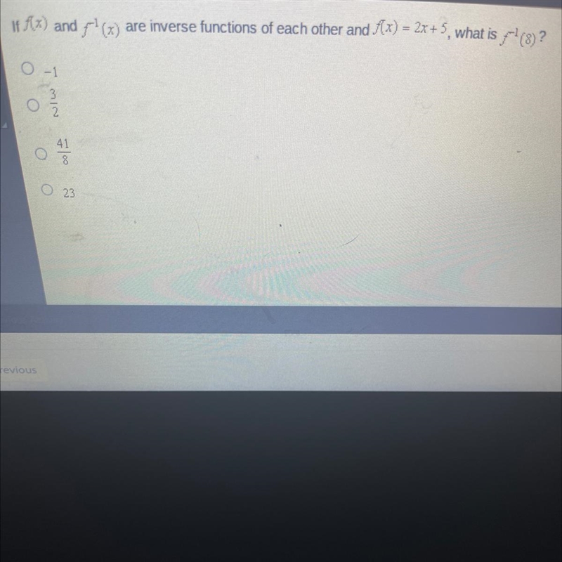 If (x) and 1(x) are inverse functions of each other and S(x) = 2x+5, what is (8)? 이스 NW-example-1