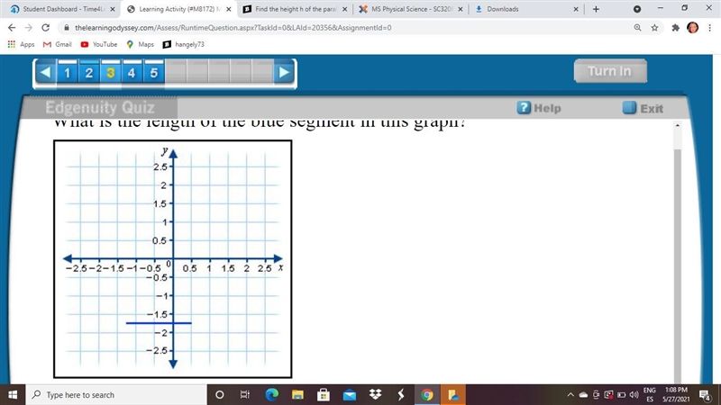 What is the length of the blue segment in this graph? A. 1.00 unit B. 1.50 units C-example-1