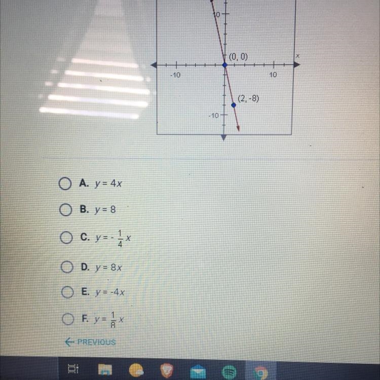 What is the equation of the following line?-example-1