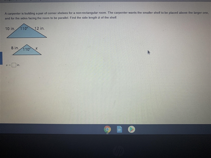 Find the side length x of the shelf-example-1