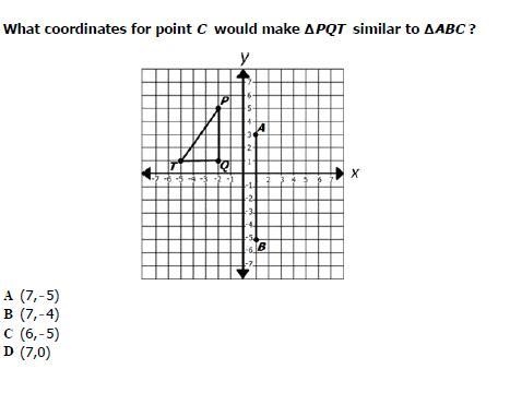 What coordinates for point c would make pqt simular to abc-example-1