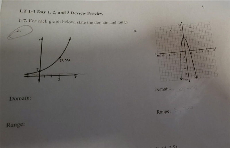 For each graph state the domain and range.​-example-1