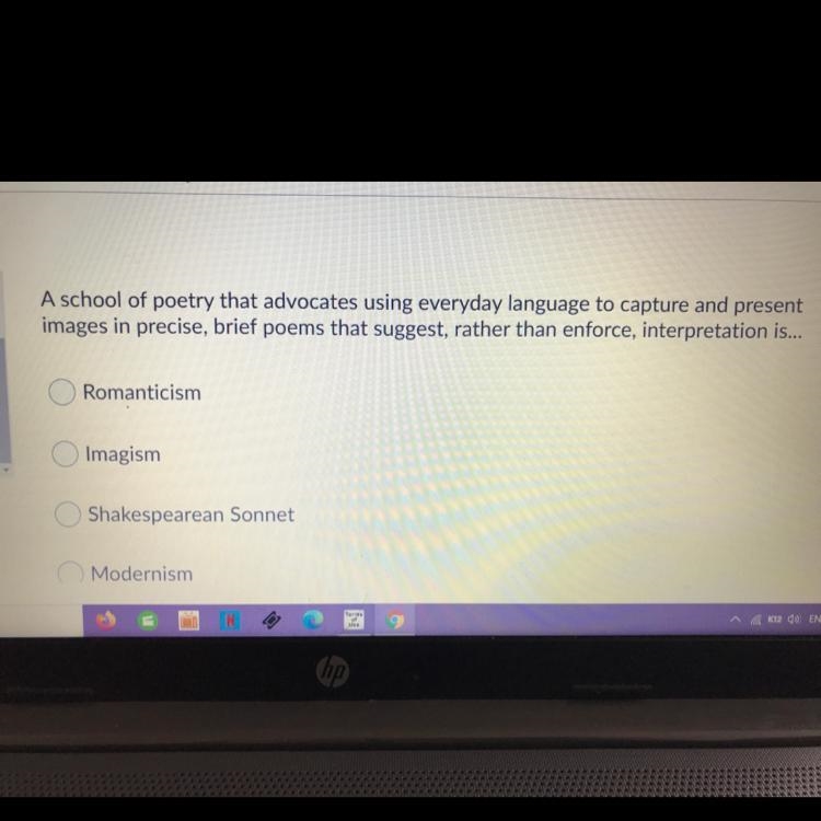 Help ASAP!!!!!! A school of poetry that advocates using everyday language to capture-example-1