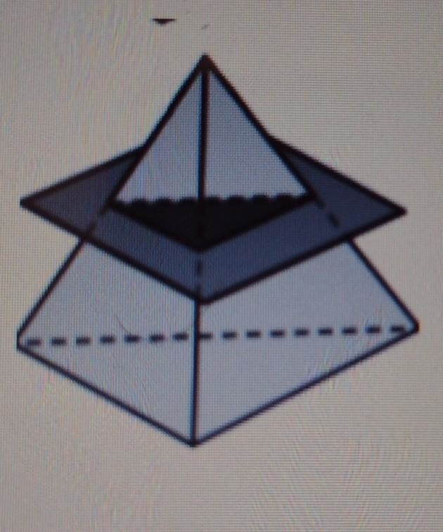 Describe the horizontal cross section of the triangular pyramid. A.triangle B.rectangle-example-1