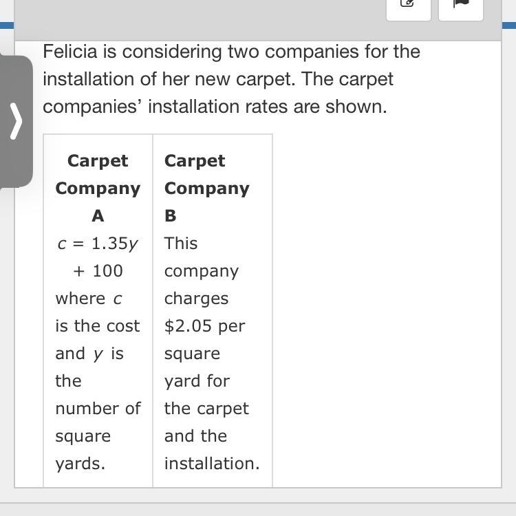 Pllls helpp (Identify the unit rate in dollars per square yard for each carpet company-example-1