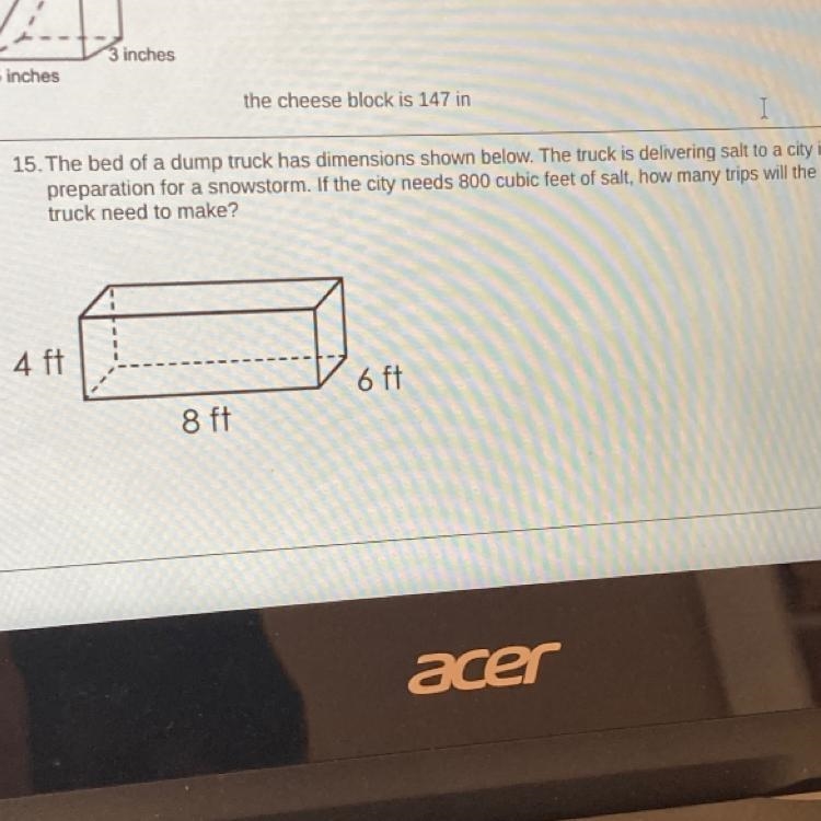 The bed of a dump truck has dimensions shown below.-example-1