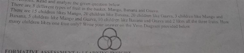 there are 3 types of fruits in the basket.mango,banana and guava. 15 children likes-example-1