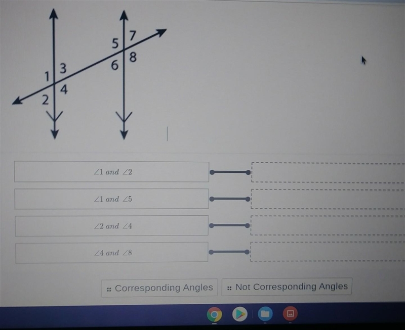 Help Me! Asap! Which of the following pairs of angles in the figure are corrensponding-example-1