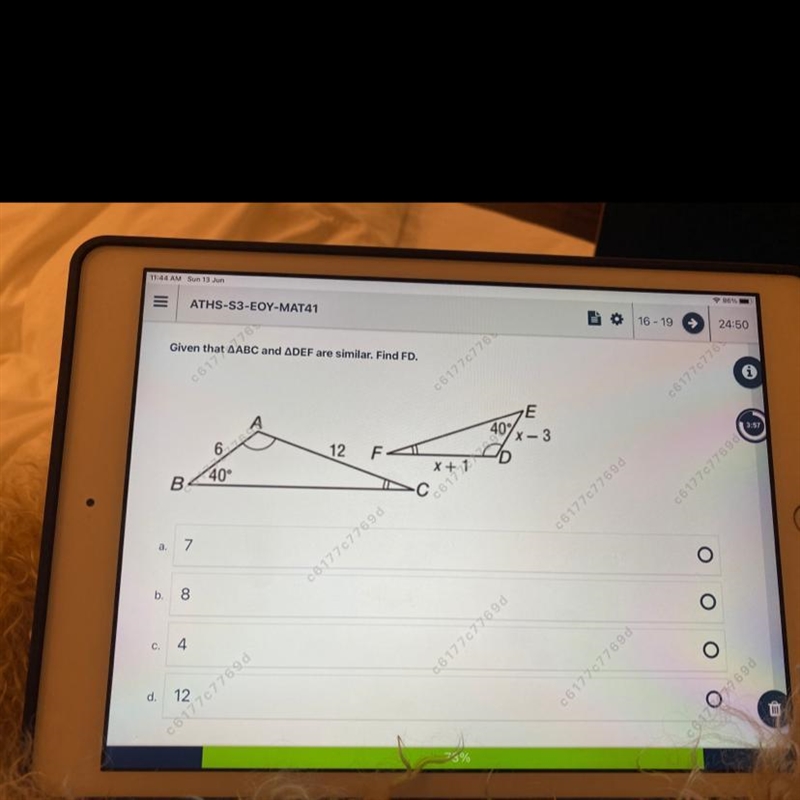 Given that abc and def are similar find fd-example-1