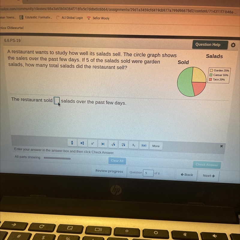 A restaurant wants to study how well its salads sell. The circle graph shows the sales-example-1