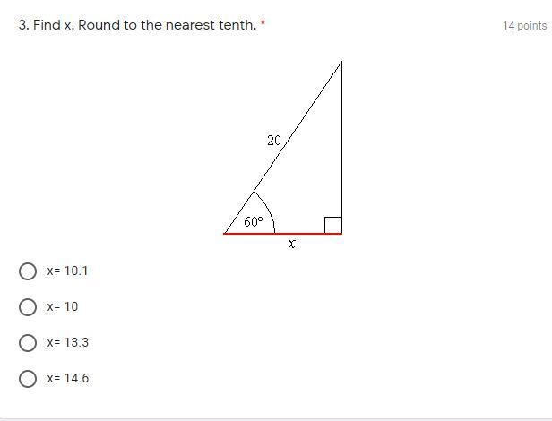 3. Find x. Round to the nearest tenth. *-example-1