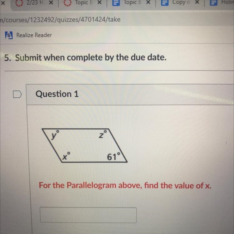 For the parallelogram find the value of x,y,and z-example-1