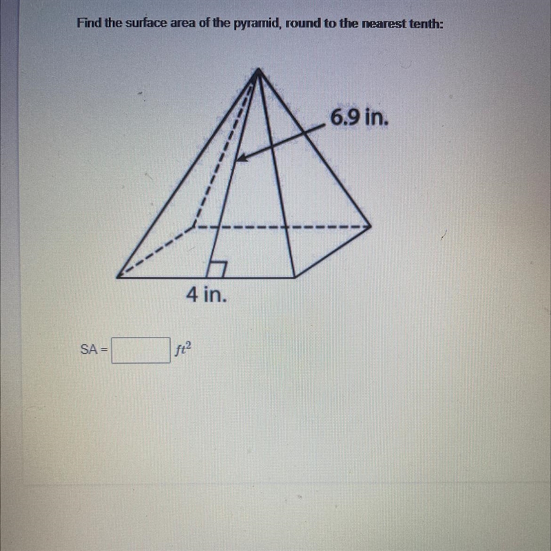 Find the surface area of the pyramid, round to the nearest tenth:-example-1