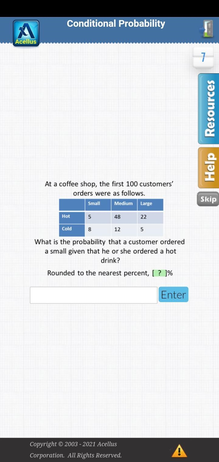 What is the probability a customer ordered a small, given that he or she ordered a-example-1