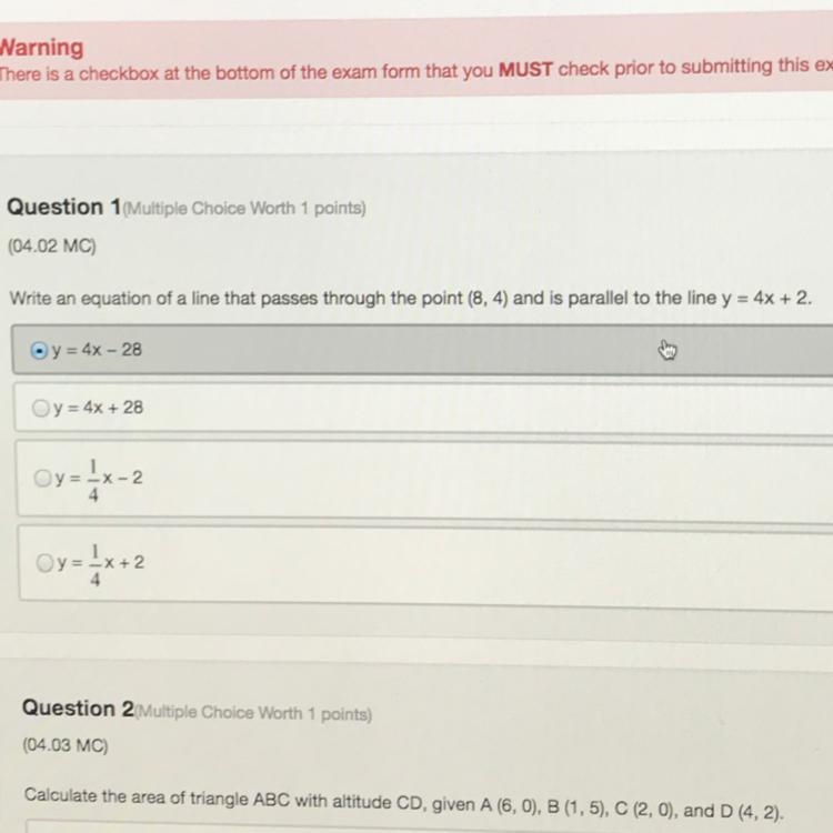 Write an equation of a line that passes through the point (8,4) and is parallel to-example-1