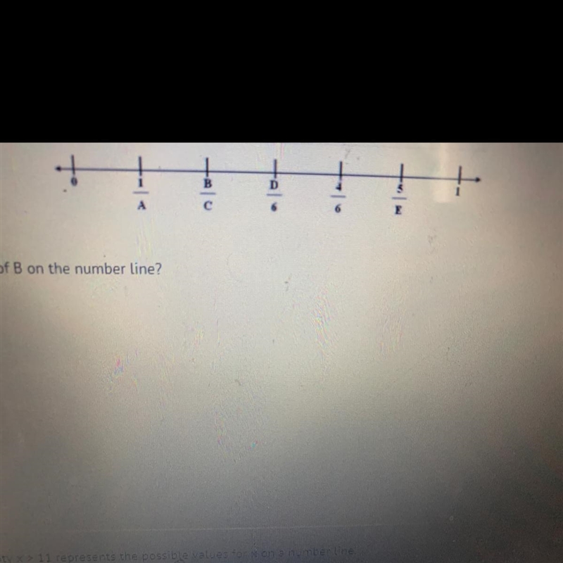 What is the value of B on the number line A) 1 B) 2 C) 3 D) 6-example-1