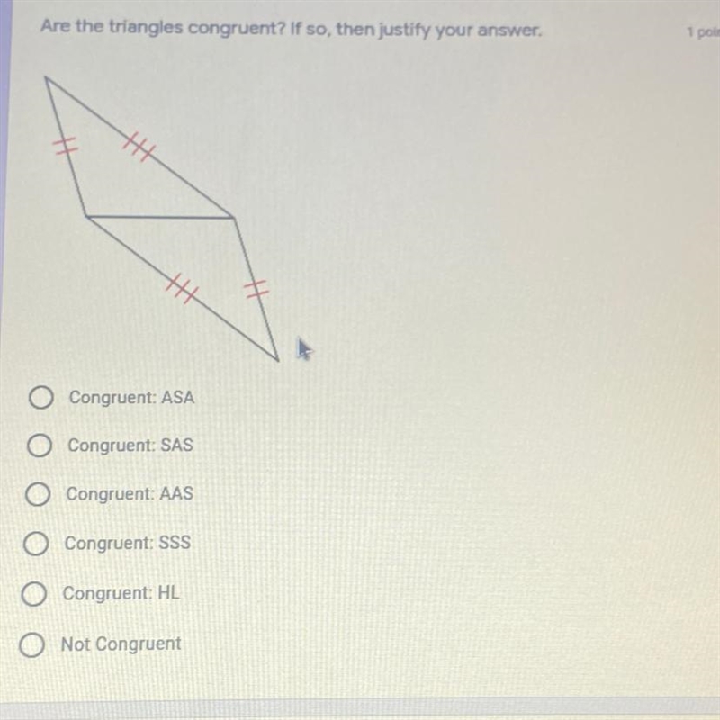 Are the triangles congruent? If so, then justify your answer.-example-1